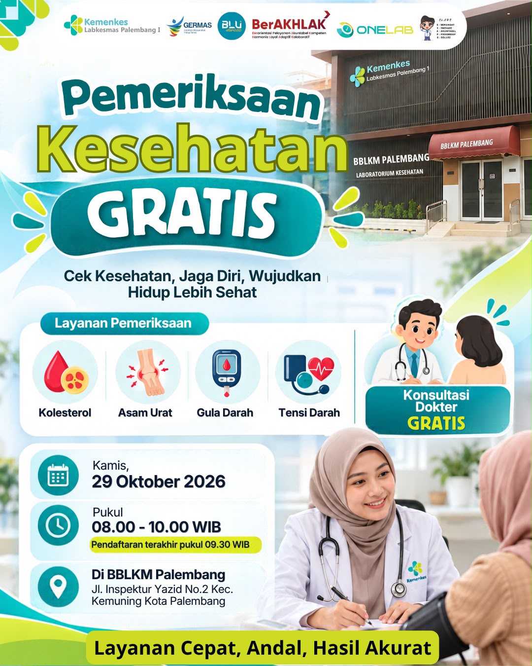 Dokumentasi BBLKM Palembang Gelar Posbindu, Layani Pemeriksaan Kesehatan Gratis bagi Masyarakat